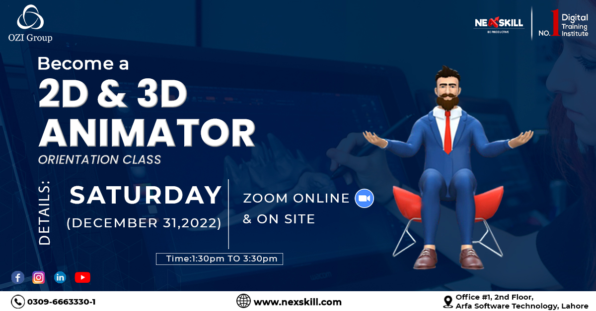 2D and 3D animation Course in Lahore by NexSkill